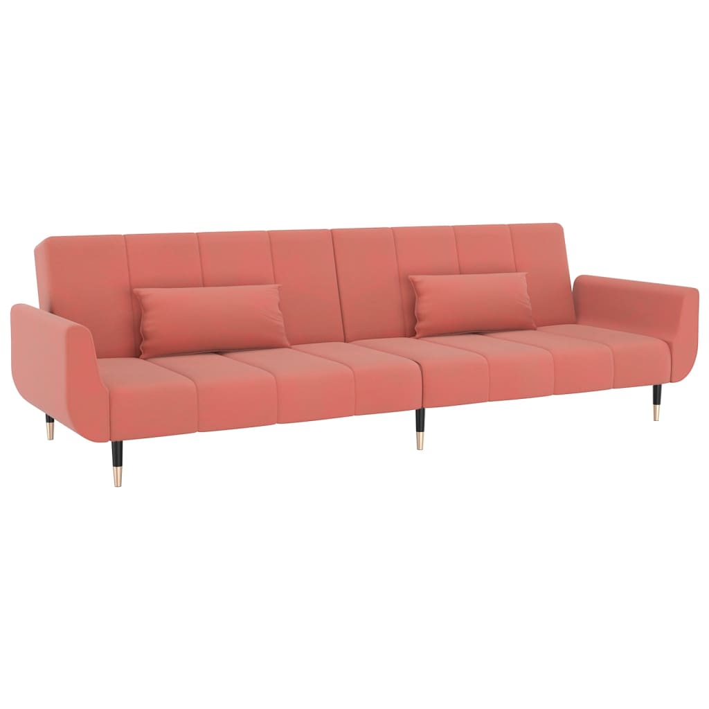 Slaapbank 2-zits met 2 kussens fluweel roze is nu te koop bij PeponiXL, paradijselijk wonen!