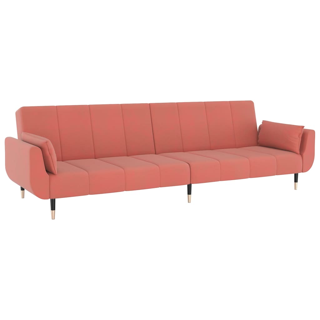 Slaapbank 2-zits met 2 kussens fluweel roze is nu te koop bij PeponiXL, paradijselijk wonen!