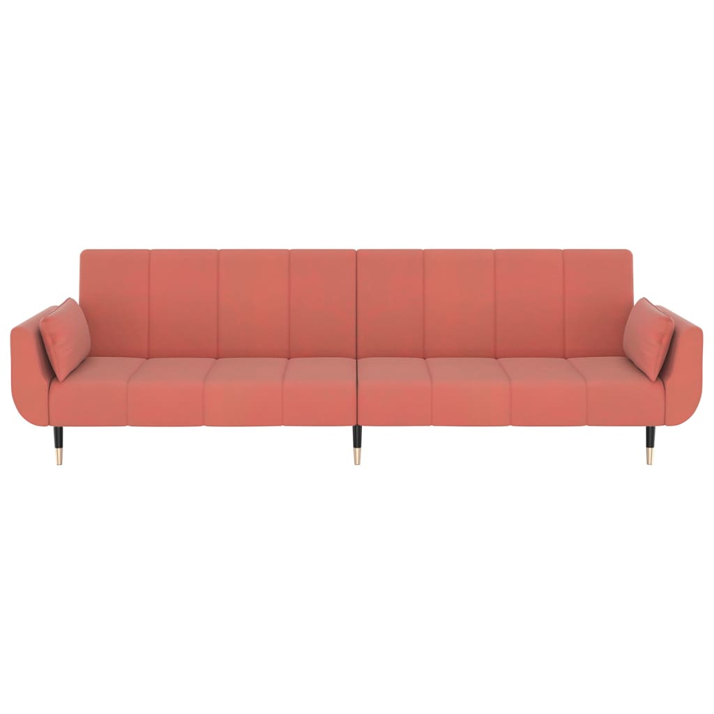 Slaapbank 2-zits met 2 kussens fluweel roze is nu te koop bij PeponiXL, paradijselijk wonen!