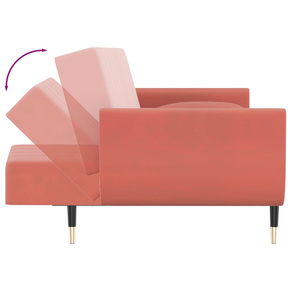 Slaapbank 2-zits met 2 kussens fluweel roze is nu te koop bij PeponiXL, paradijselijk wonen!