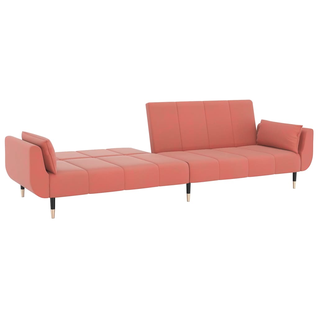 Slaapbank 2-zits met 2 kussens fluweel roze is nu te koop bij PeponiXL, paradijselijk wonen!