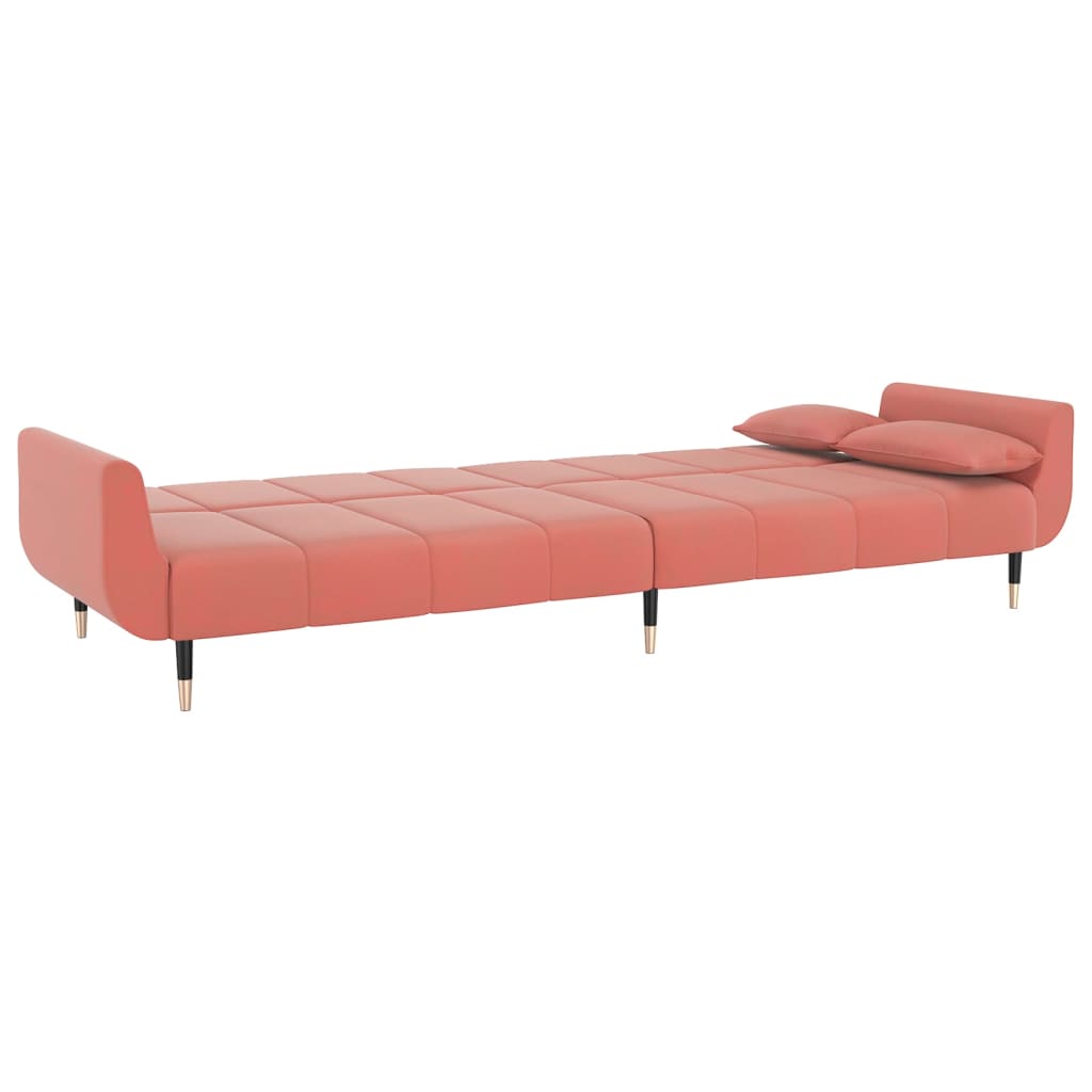 Slaapbank 2-zits met 2 kussens fluweel roze is nu te koop bij PeponiXL, paradijselijk wonen!