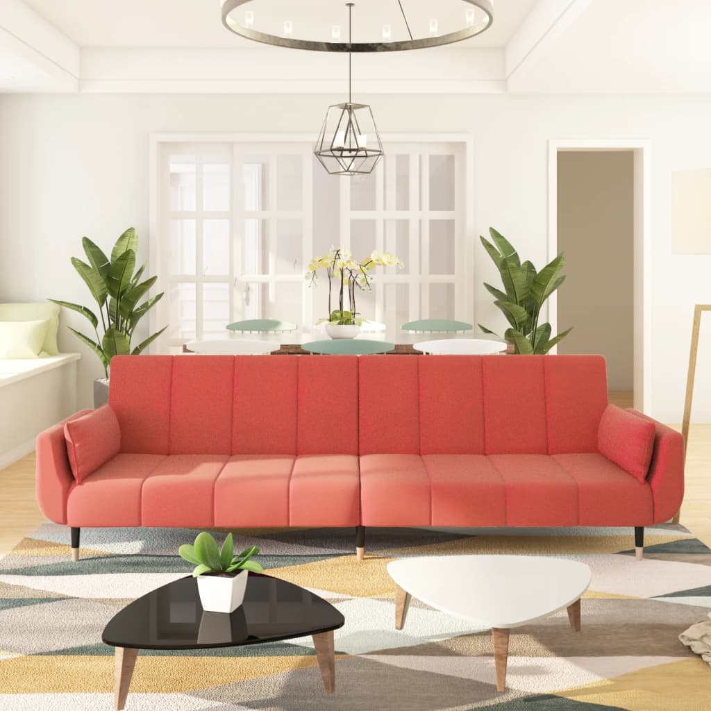 Slaapbank 2-zits met 2 kussens fluweel roze is nu te koop bij PeponiXL, paradijselijk wonen!