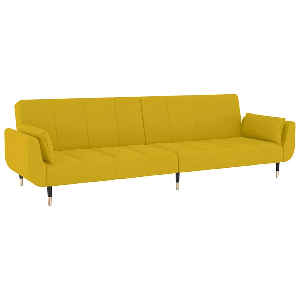 Slaapbank 2-zits met 2 kussens fluweel geel is nu te koop bij PeponiXL, paradijselijk wonen!