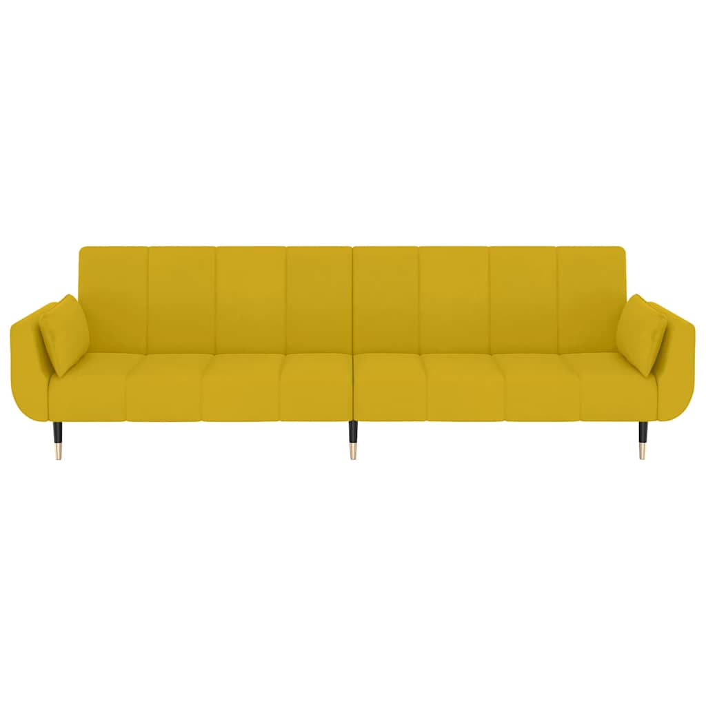 Slaapbank 2-zits met 2 kussens fluweel geel is nu te koop bij PeponiXL, paradijselijk wonen!