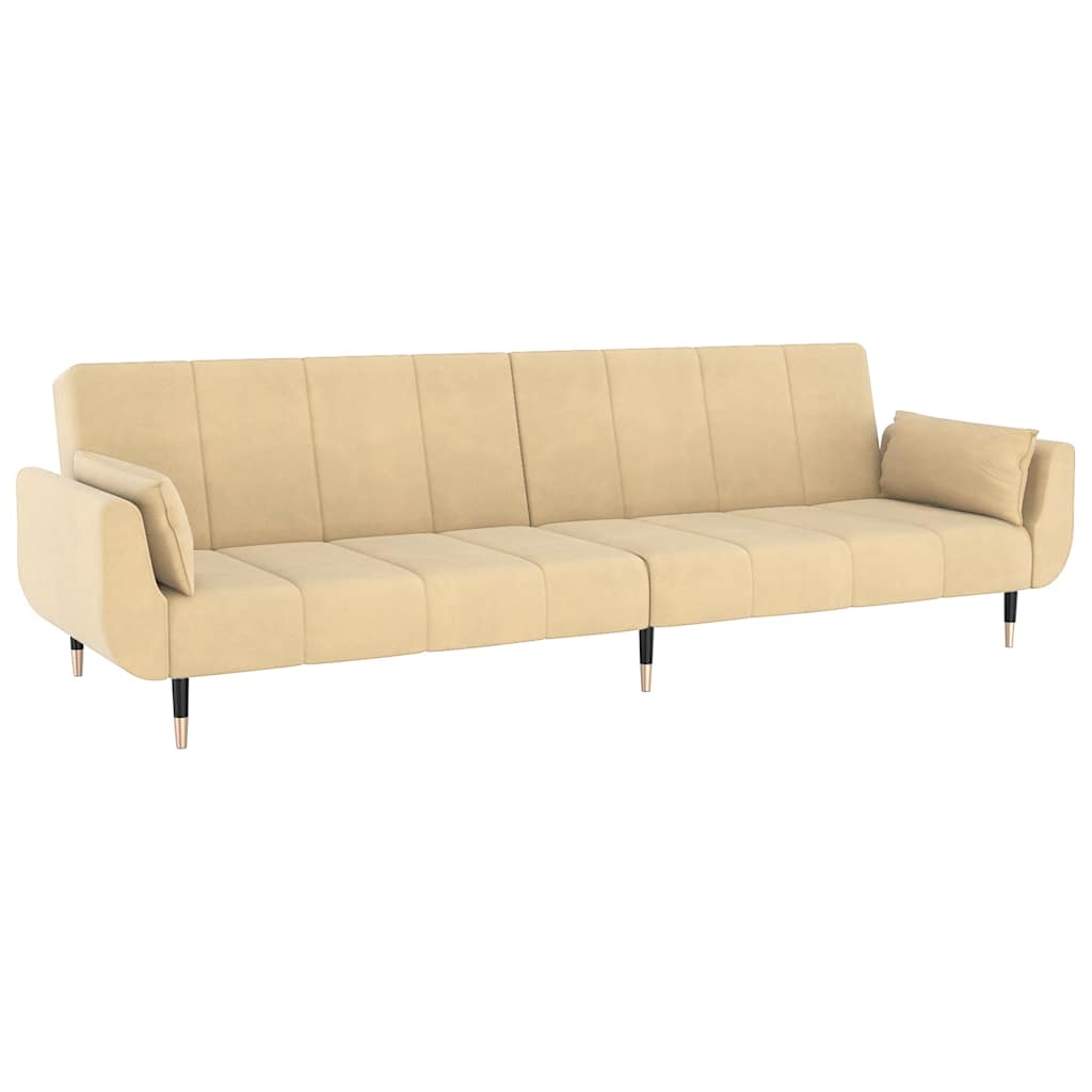 Slaapbank 2-zits met 2 kussens fluweel crèmekleurig is nu te koop bij PeponiXL, paradijselijk wonen!
