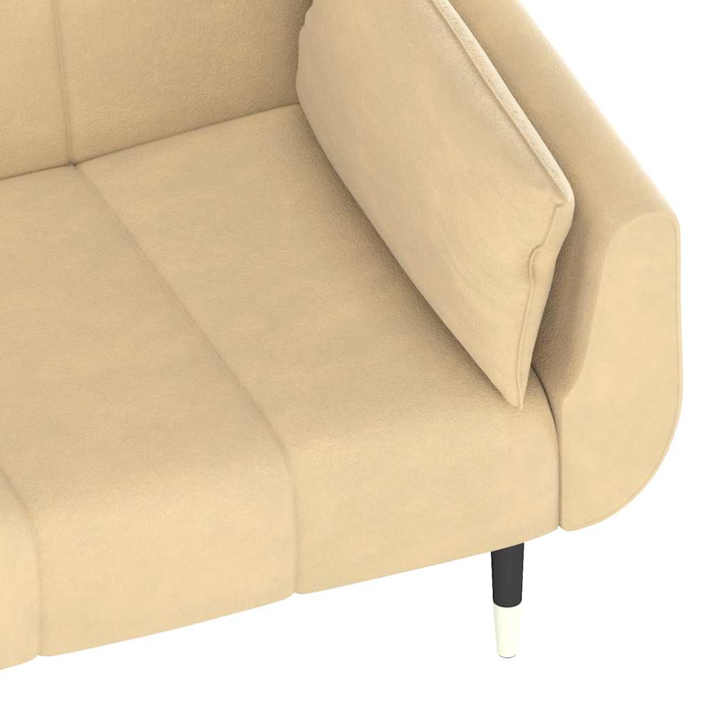 Slaapbank 2-zits met 2 kussens fluweel crèmekleurig is nu te koop bij PeponiXL, paradijselijk wonen!