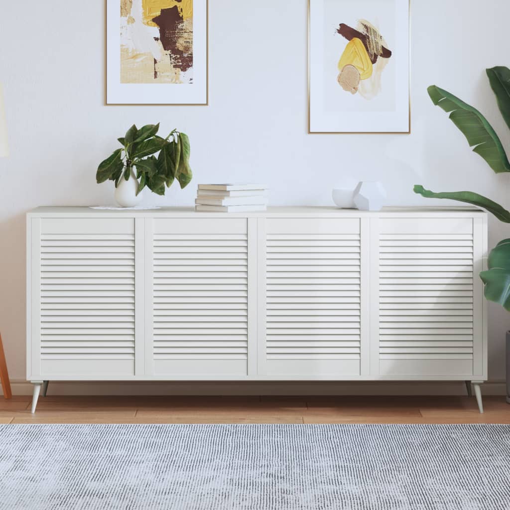 Kastdeuren met lamellen 4 st 69x49,4 cm massief grenenhout wit is nu te koop bij PeponiXL, paradijselijk wonen!