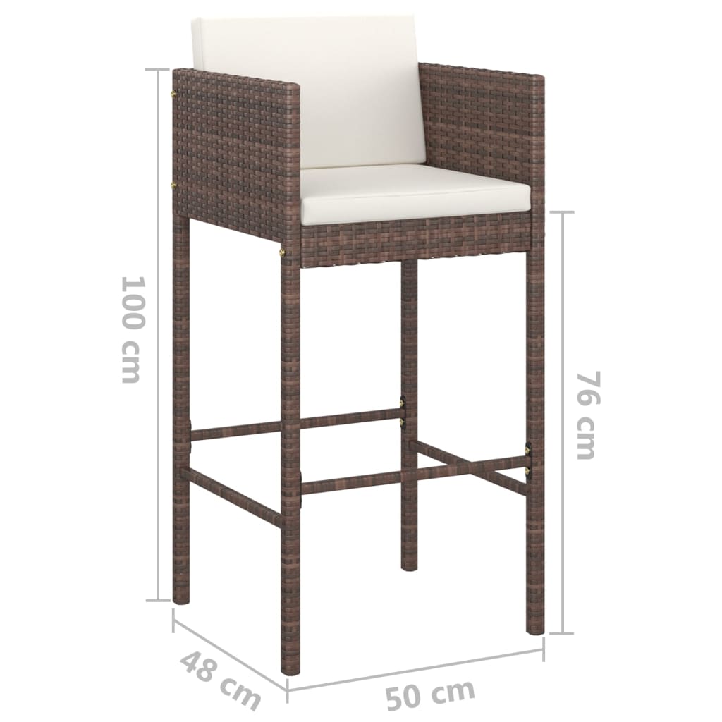 Barkrukken 4 st met kussens poly rattan bruin is nu te koop bij PeponiXL, paradijselijk wonen!