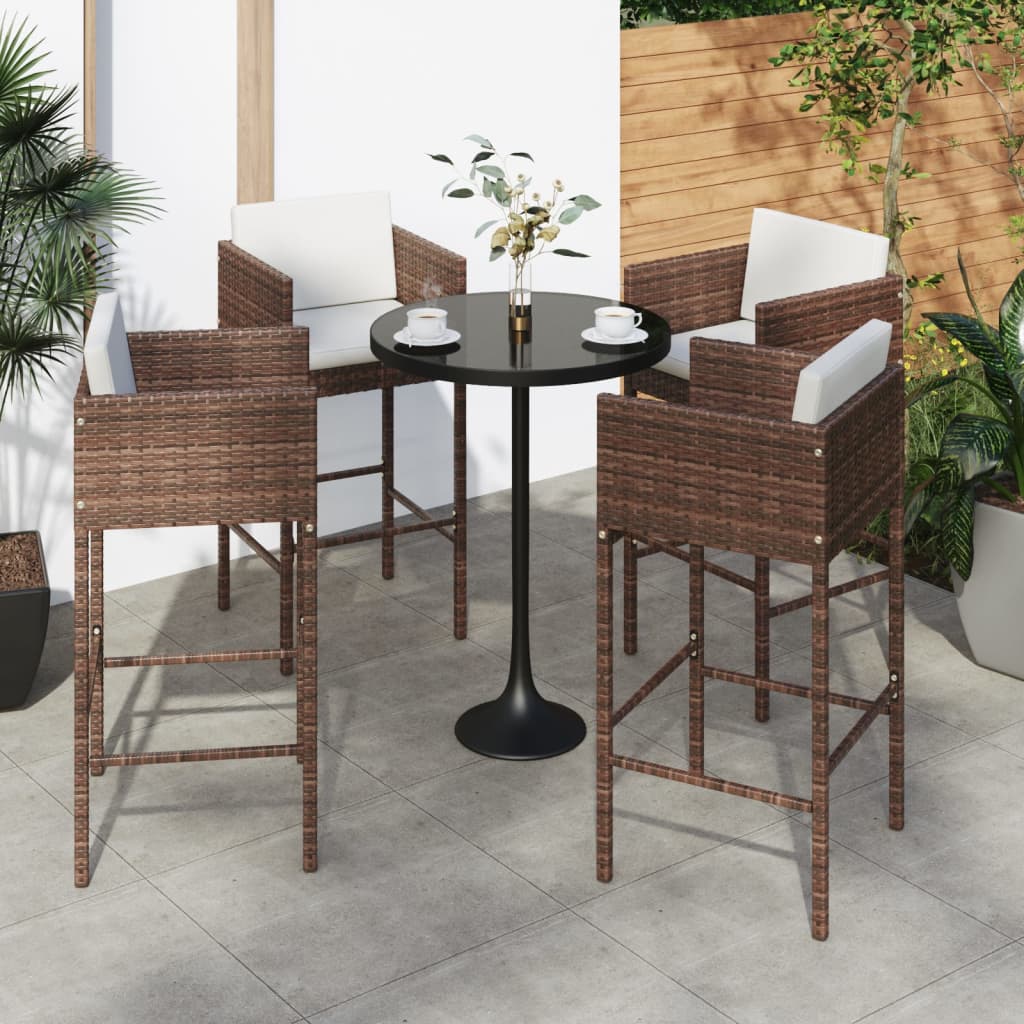 Barkrukken 4 st met kussens poly rattan bruin is nu te koop bij PeponiXL, paradijselijk wonen!