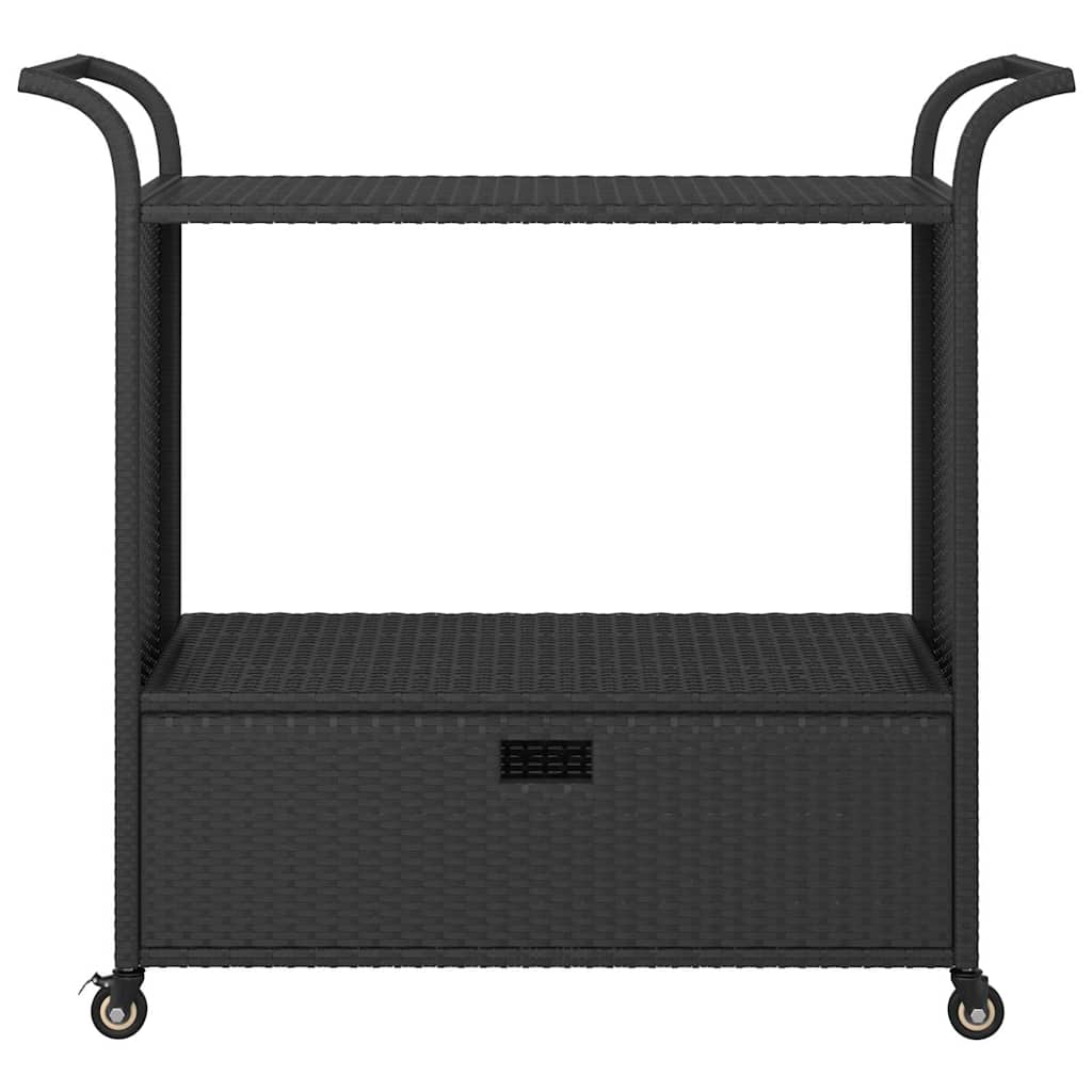 Serveerwagen met lade 100x45x97 cm poly rattan zwart is nu te koop bij PeponiXL, paradijselijk wonen!