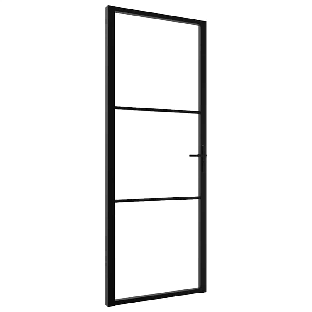 Binnendeur 76x201,5 cm ESG-glas en aluminium zwart is nu te koop bij PeponiXL, paradijselijk wonen!