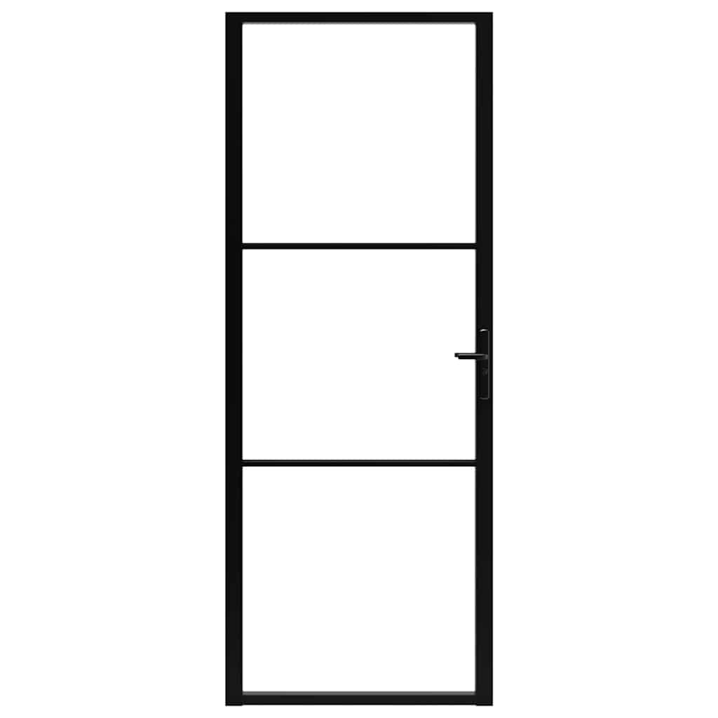 Binnendeur 76x201,5 cm ESG-glas en aluminium zwart is nu te koop bij PeponiXL, paradijselijk wonen!