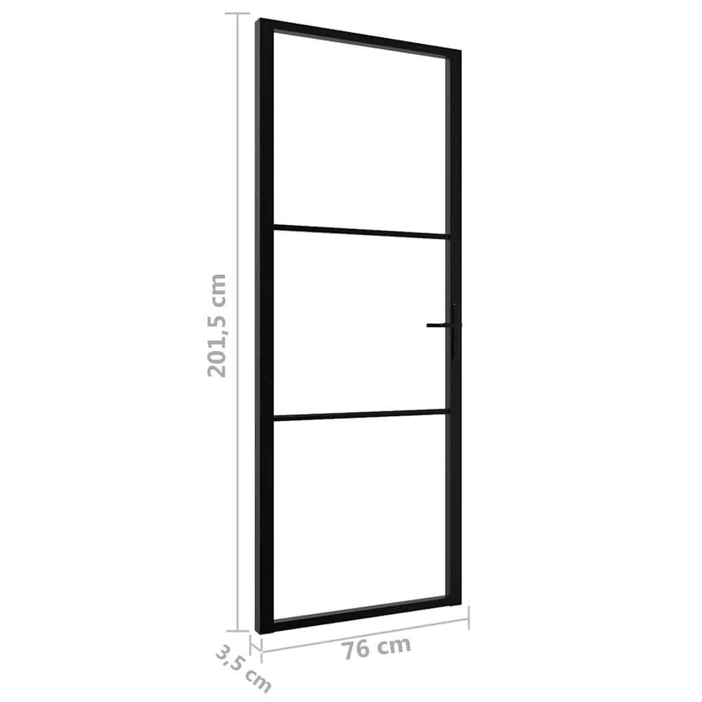 Binnendeur 76x201,5 cm ESG-glas en aluminium zwart is nu te koop bij PeponiXL, paradijselijk wonen!