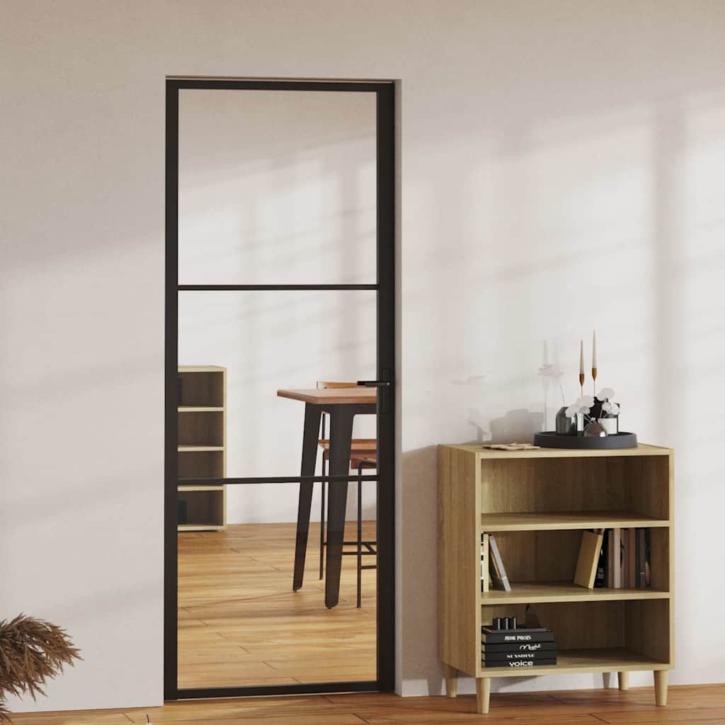 Binnendeur 76x201,5 cm ESG-glas en aluminium zwart is nu te koop bij PeponiXL, paradijselijk wonen!