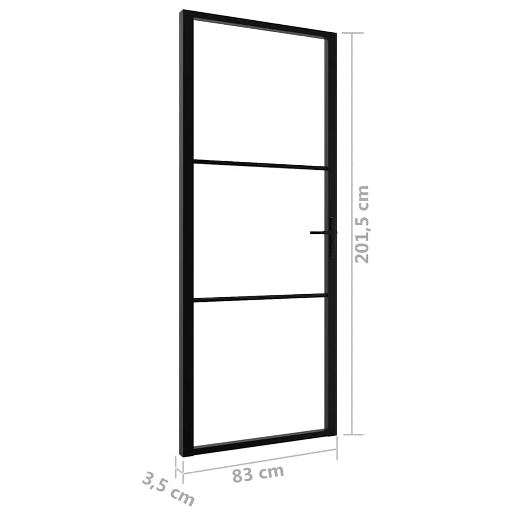 Binnendeur 83x201,5 cm ESG-glas en aluminium zwart is nu te koop bij PeponiXL, paradijselijk wonen!