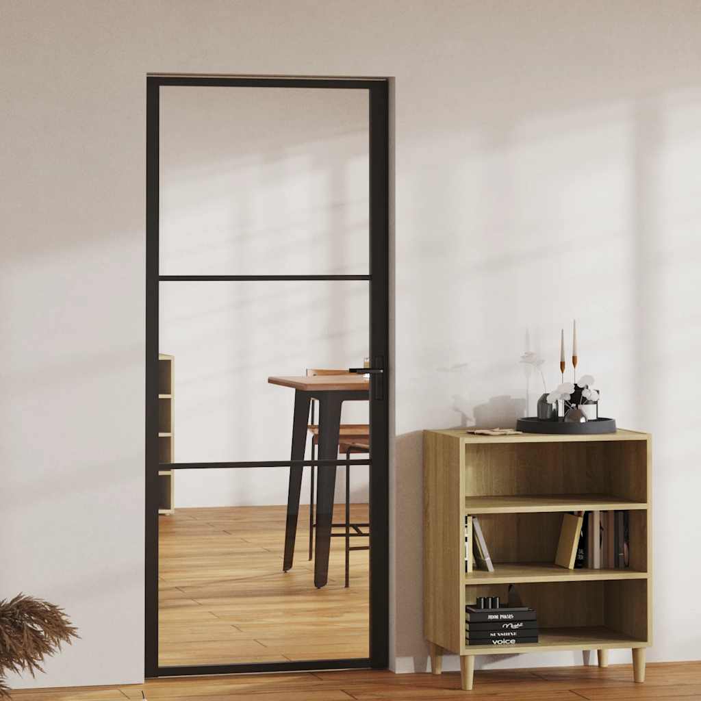 Binnendeur 83x201,5 cm ESG-glas en aluminium zwart is nu te koop bij PeponiXL, paradijselijk wonen!