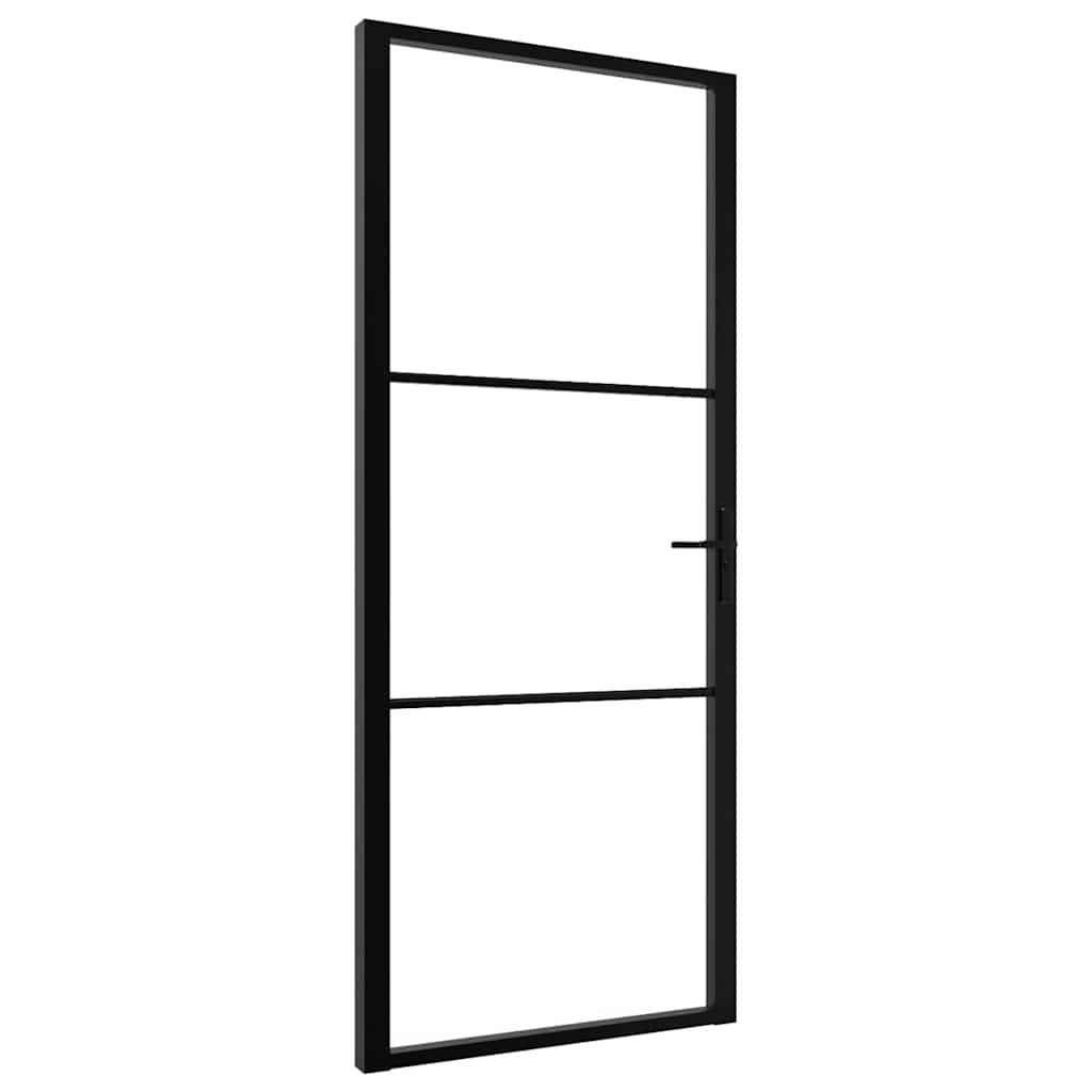 Binnendeur 93x201,5 cm ESG-glas en aluminium zwart is nu te koop bij PeponiXL, paradijselijk wonen!