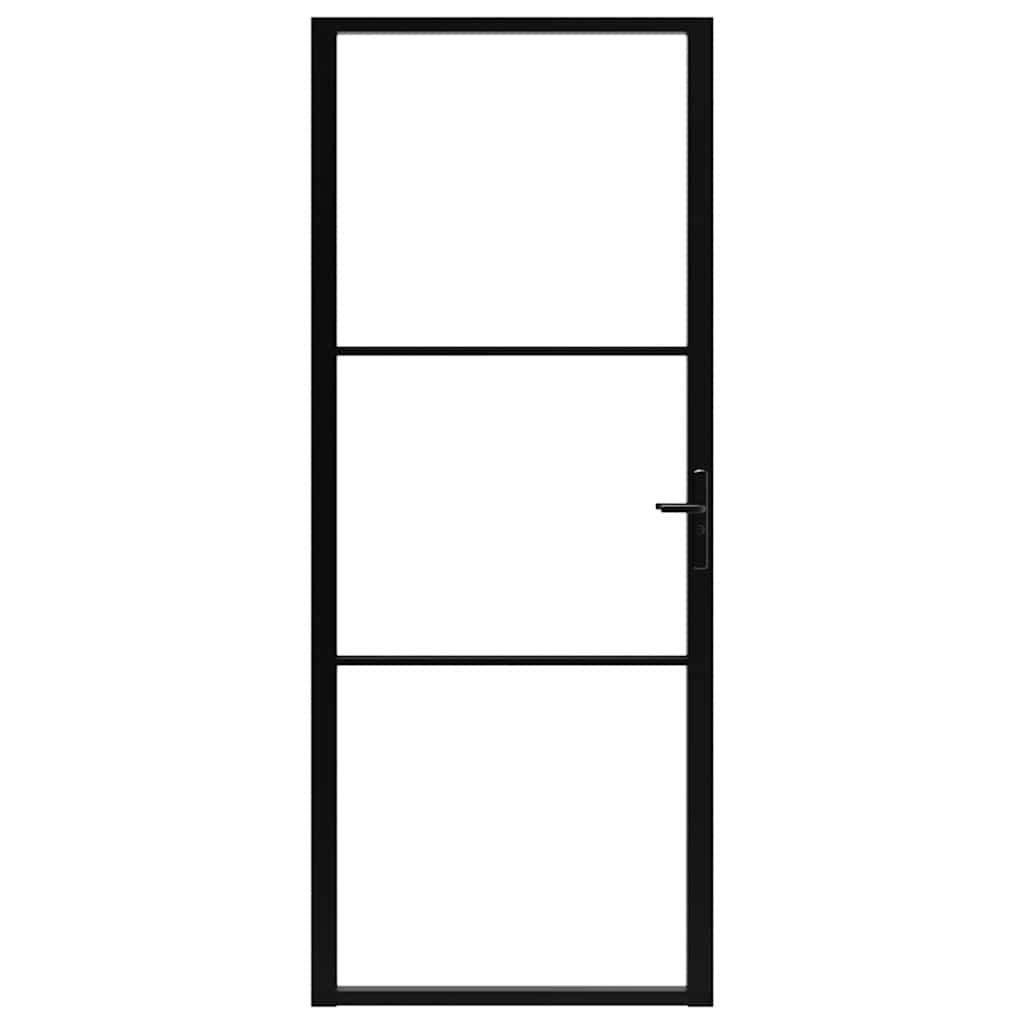 Binnendeur 93x201,5 cm ESG-glas en aluminium zwart is nu te koop bij PeponiXL, paradijselijk wonen!