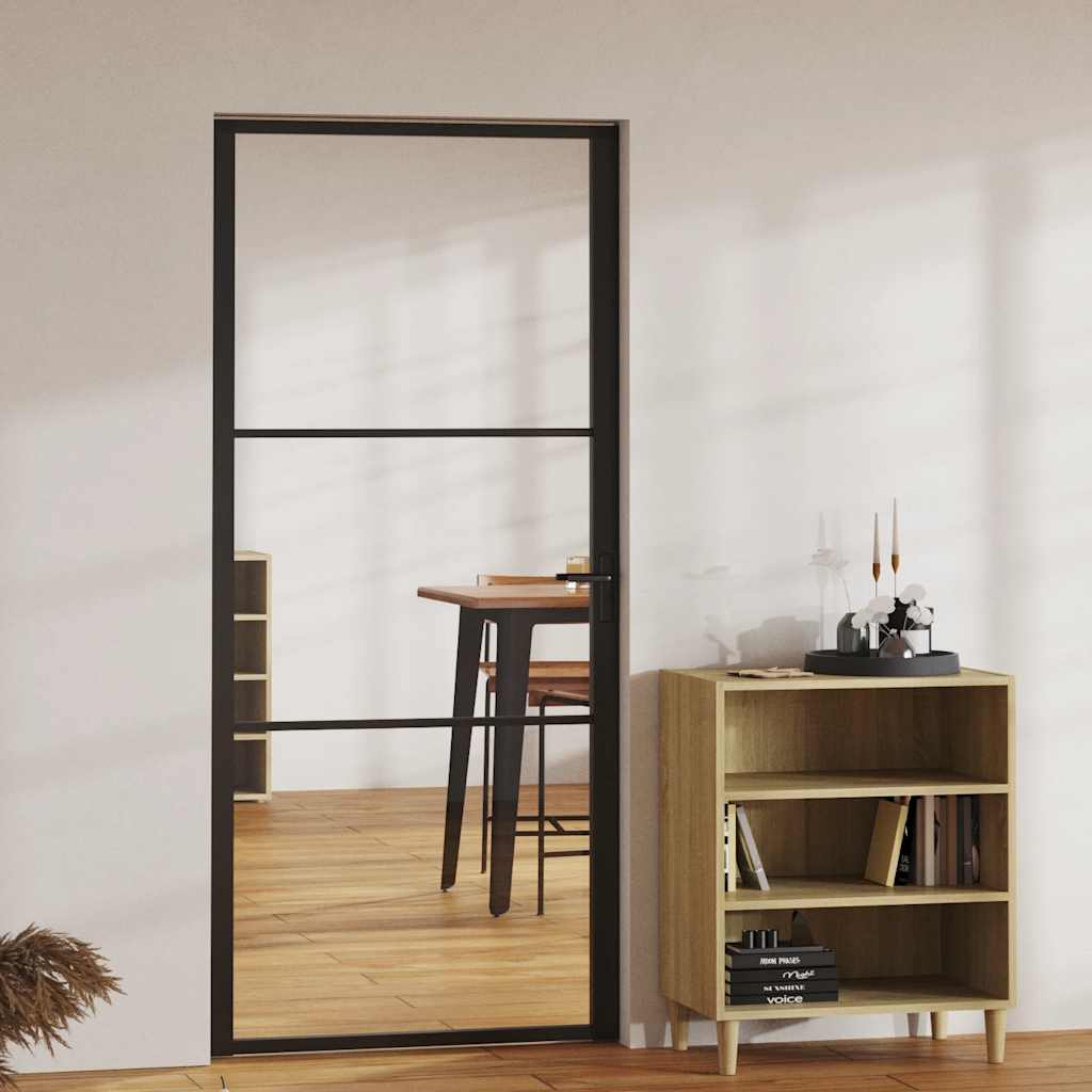 Binnendeur 93x201,5 cm ESG-glas en aluminium zwart is nu te koop bij PeponiXL, paradijselijk wonen!