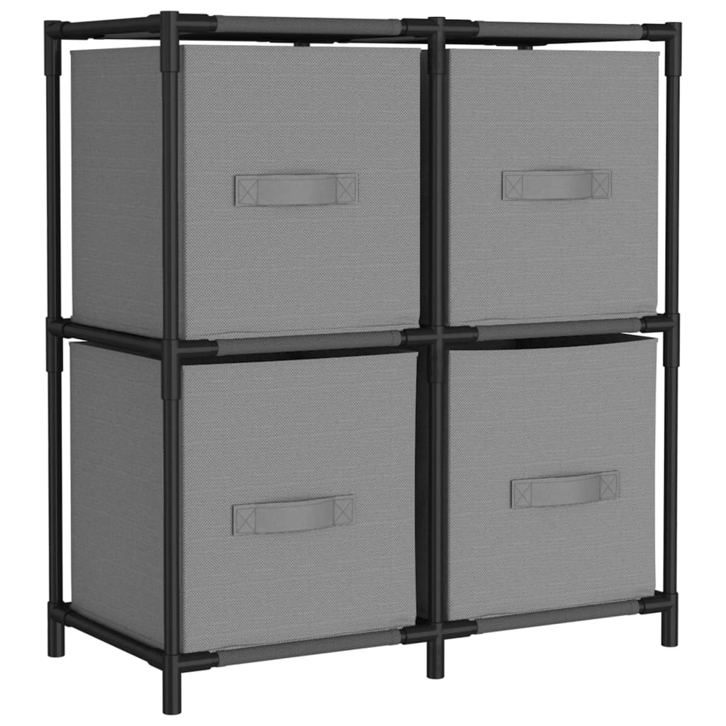 Opbergkast met 4 stoffen manden 63x30x71 cm staal grijs is nu te koop bij PeponiXL, paradijselijk wonen!