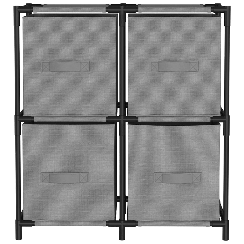 Opbergkast met 4 stoffen manden 63x30x71 cm staal grijs is nu te koop bij PeponiXL, paradijselijk wonen!