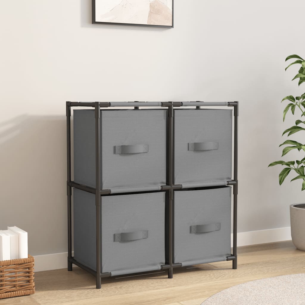 Opbergkast met 4 stoffen manden 63x30x71 cm staal grijs is nu te koop bij PeponiXL, paradijselijk wonen!