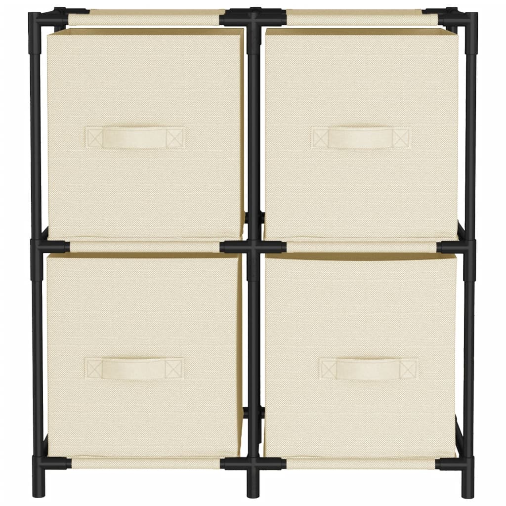 Opbergkast met 4 stoffen manden 63x30x71 cm staal crèmekleurig is nu te koop bij PeponiXL, paradijselijk wonen!