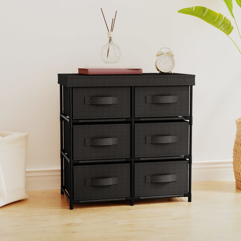 Opbergkast met 6 lades 55x29x55 cm staal zwart is nu te koop bij PeponiXL, paradijselijk wonen!