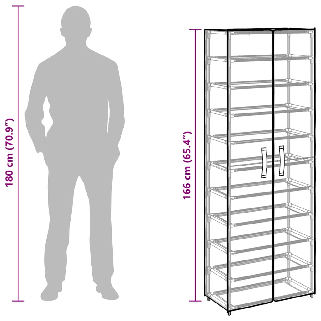 Schoenenkast 60x30x166 cm stof grijs is nu te koop bij PeponiXL, paradijselijk wonen!