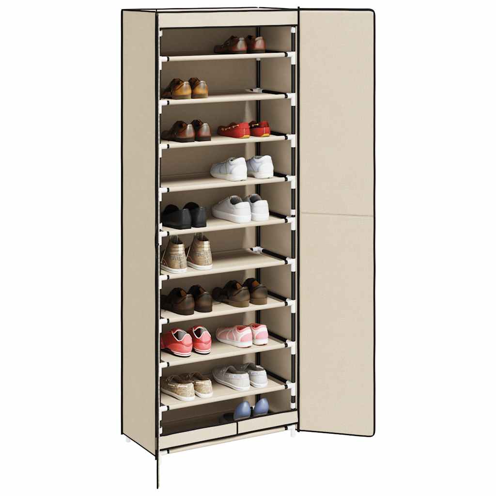 Schoenenkast 60x30x166 cm stof crèmekleurig is nu te koop bij PeponiXL, paradijselijk wonen!