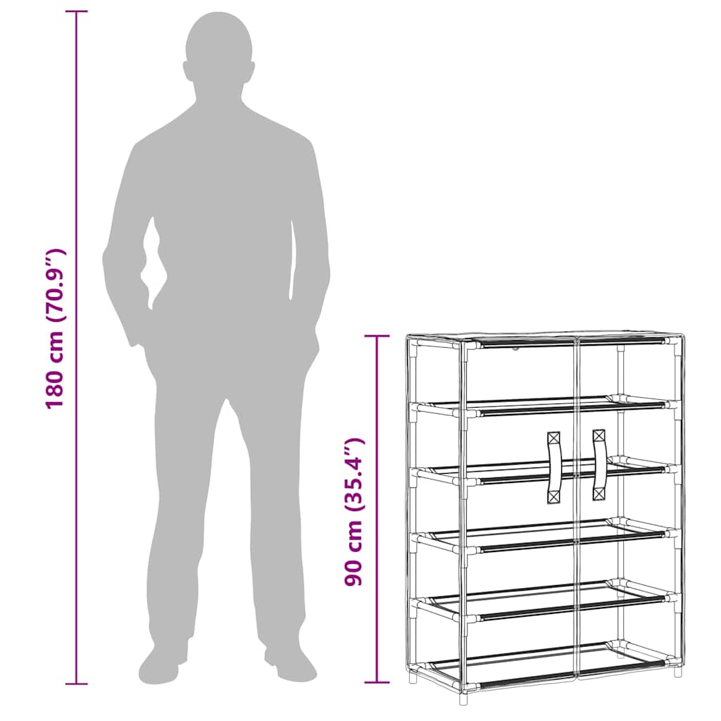 Schoenenkast 60x28x90 cm stof grijs is nu te koop bij PeponiXL, paradijselijk wonen!
