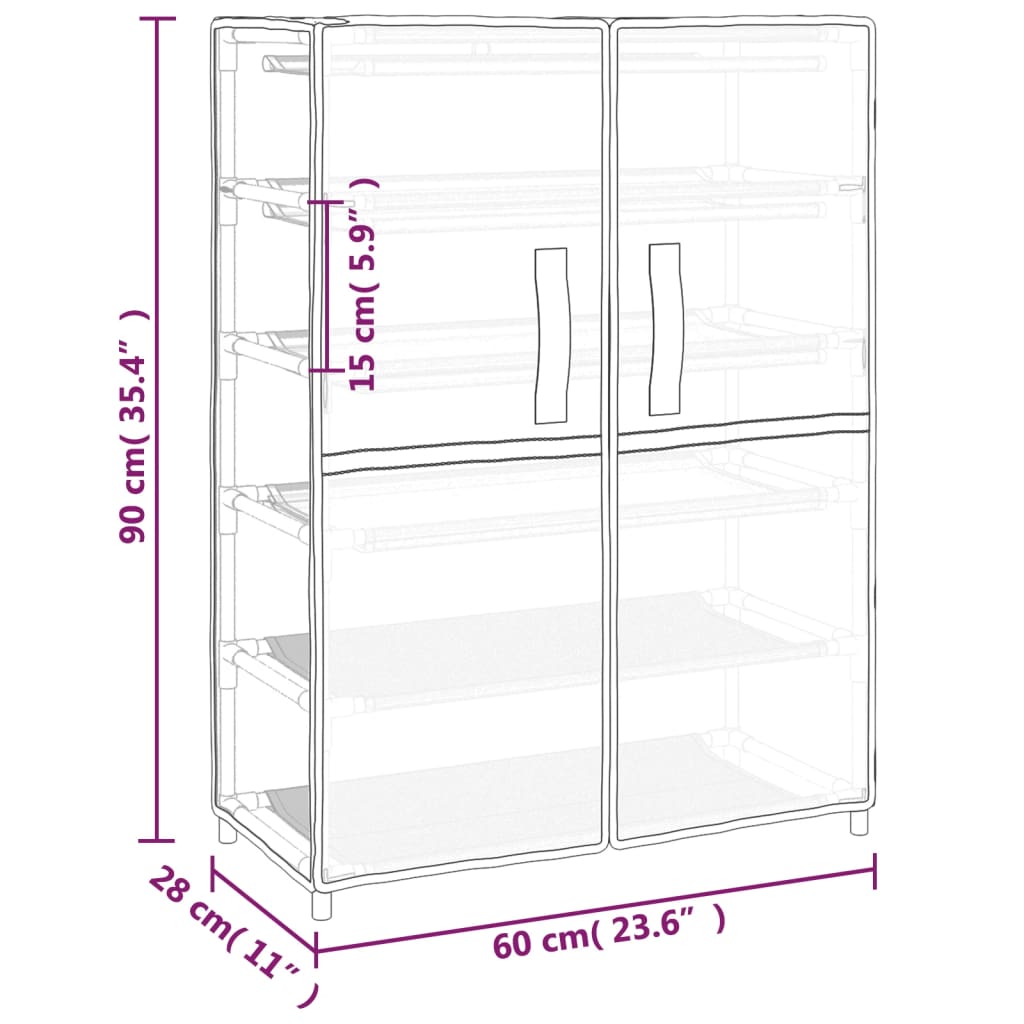 Schoenenkast 60x28x90 cm stof crèmekleurig is nu te koop bij PeponiXL, paradijselijk wonen!