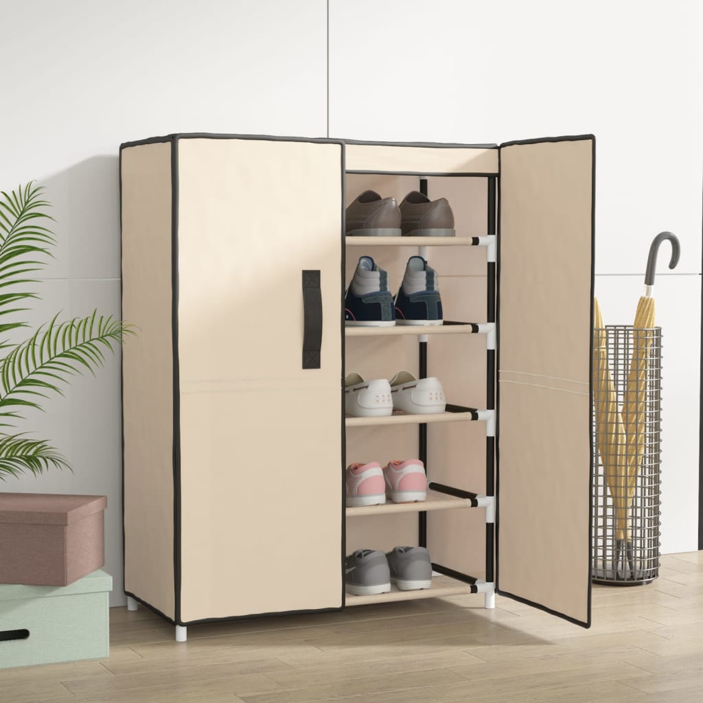 Schoenenkast 60x28x90 cm stof crèmekleurig is nu te koop bij PeponiXL, paradijselijk wonen!