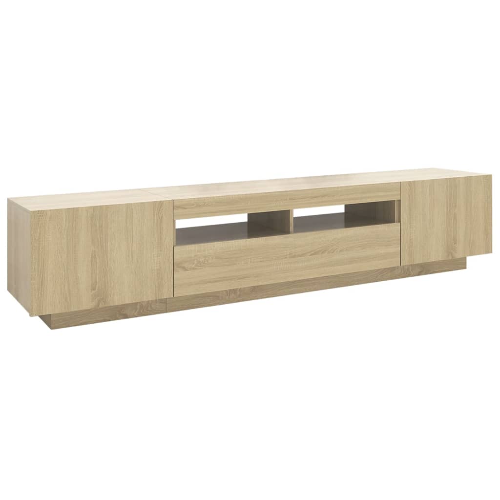Tv-meubel met LED-verlichting 200x35x40 cm sonoma eikenkleurig is nu te koop bij PeponiXL, paradijselijk wonen!