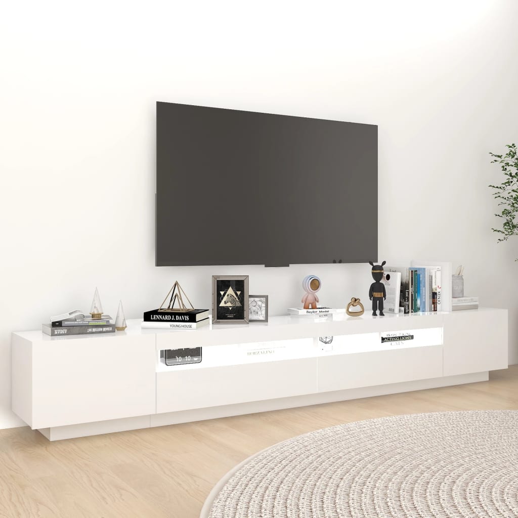 Tv-meubel met LED-verlichting 260x35x40 cm wit is nu te koop bij PeponiXL, paradijselijk wonen!