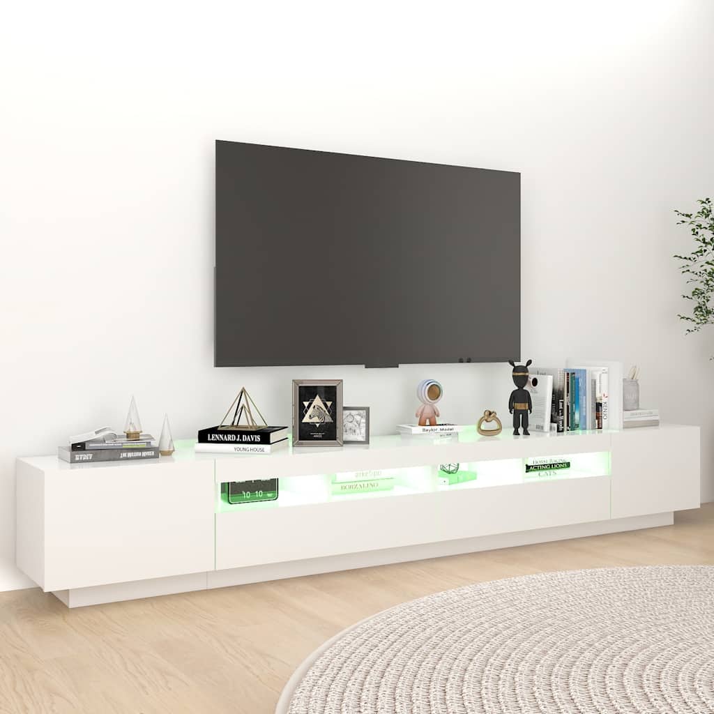 Tv-meubel met LED-verlichting 260x35x40 cm wit is nu te koop bij PeponiXL, paradijselijk wonen!