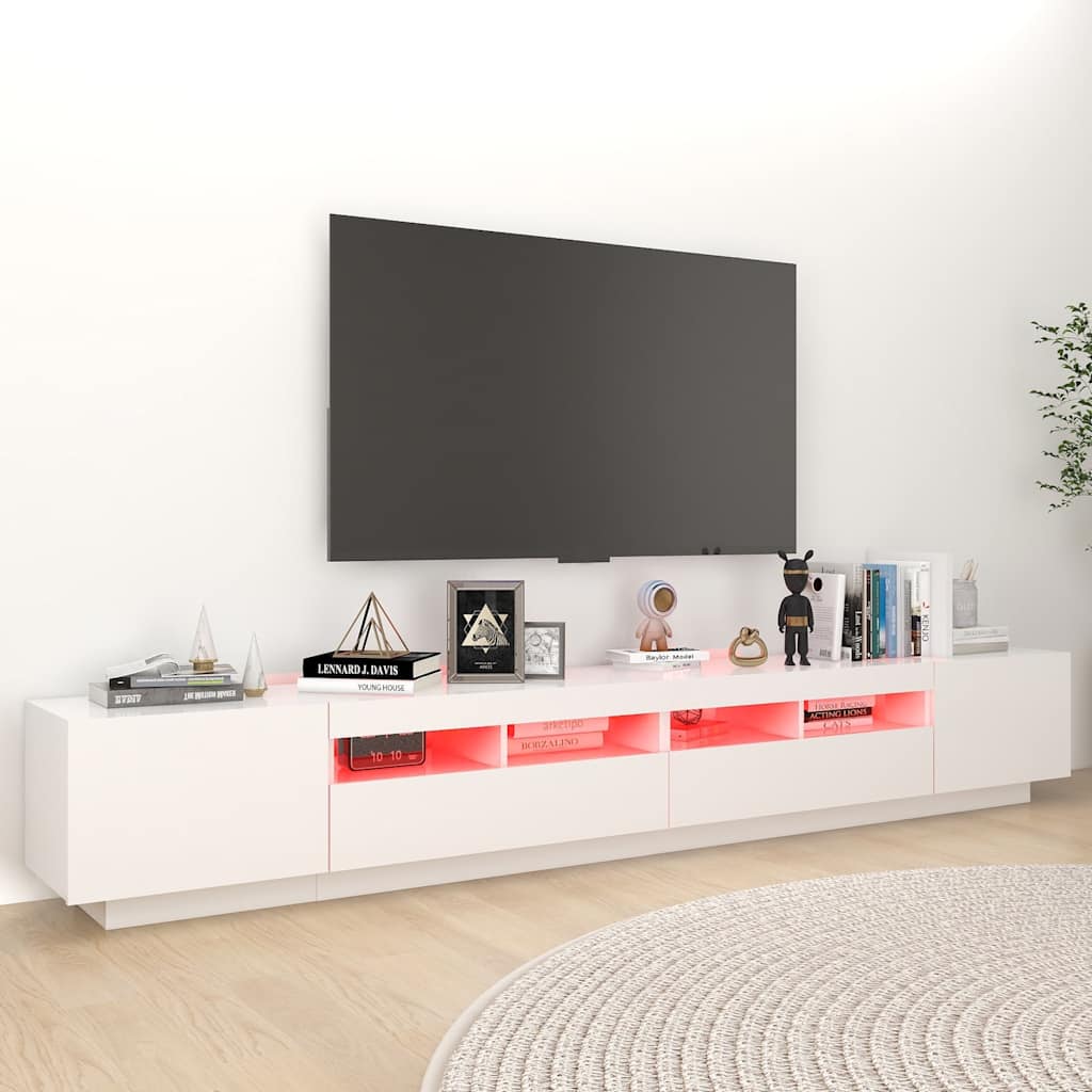 Tv-meubel met LED-verlichting 260x35x40 cm wit is nu te koop bij PeponiXL, paradijselijk wonen!