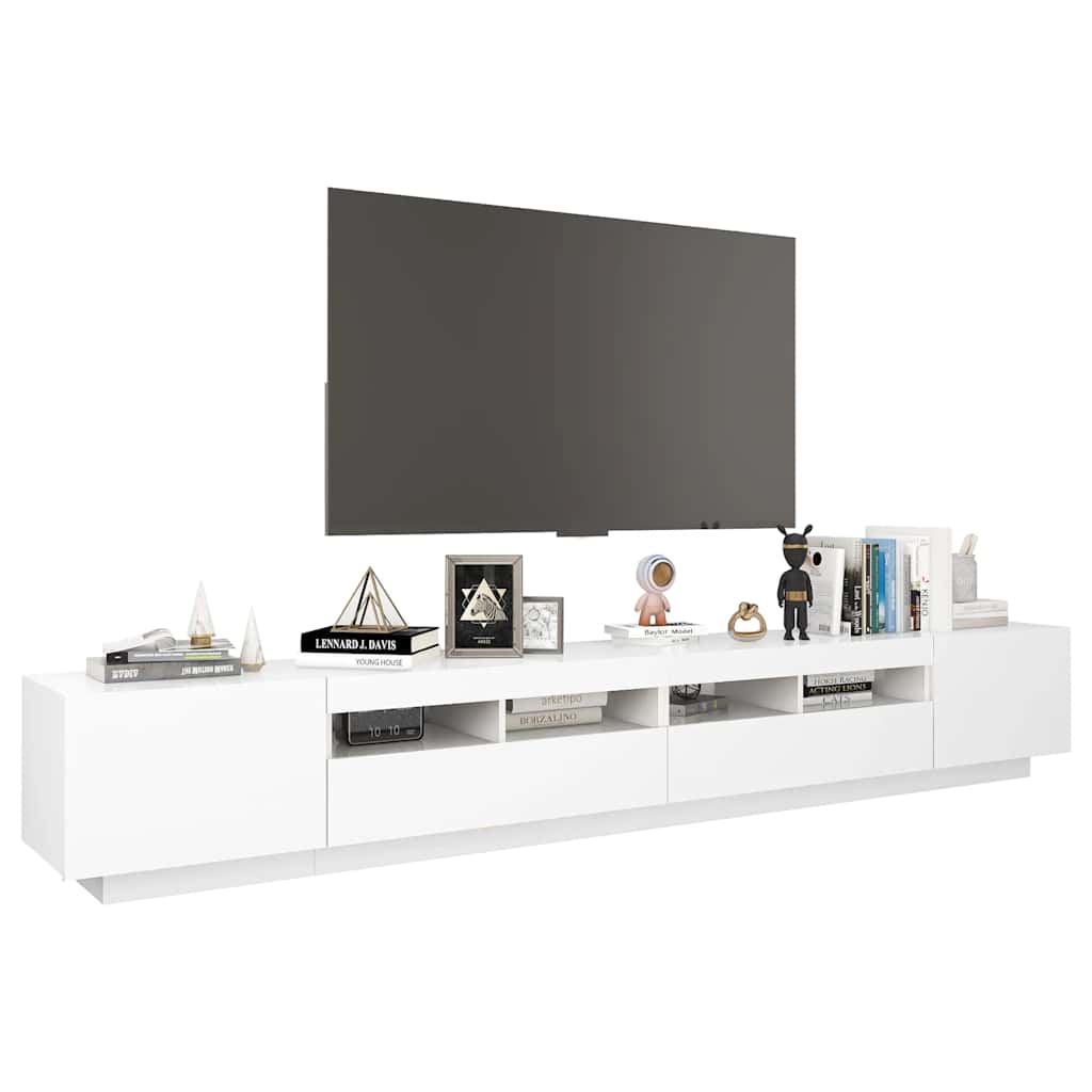 Tv-meubel met LED-verlichting 260x35x40 cm wit is nu te koop bij PeponiXL, paradijselijk wonen!
