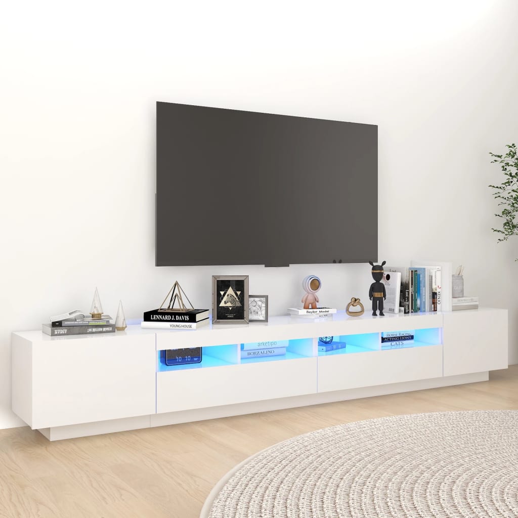 Tv-meubel met LED-verlichting 260x35x40 cm wit is nu te koop bij PeponiXL, paradijselijk wonen!