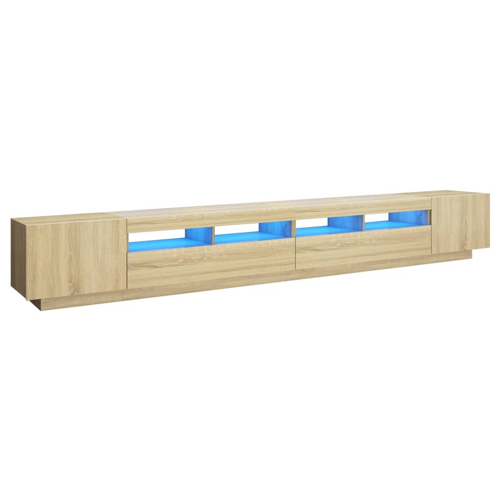 Tv-meubel met LED-verlichting 300x35x40 cm sonoma eikenkleurig is nu te koop bij PeponiXL, paradijselijk wonen!