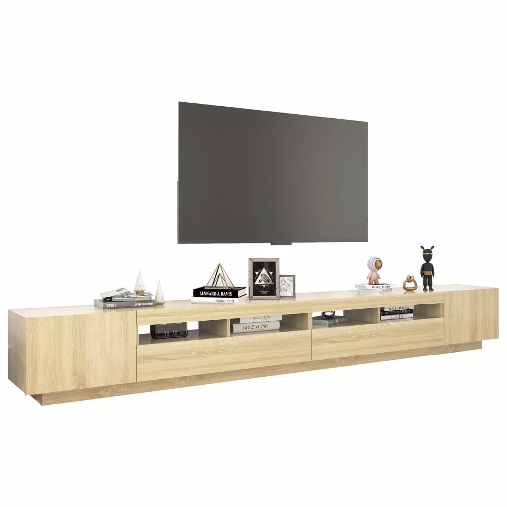 Tv-meubel met LED-verlichting 300x35x40 cm sonoma eikenkleurig is nu te koop bij PeponiXL, paradijselijk wonen!