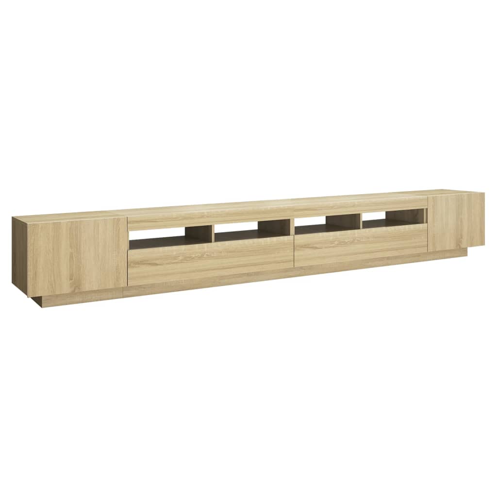 Tv-meubel met LED-verlichting 300x35x40 cm sonoma eikenkleurig is nu te koop bij PeponiXL, paradijselijk wonen!