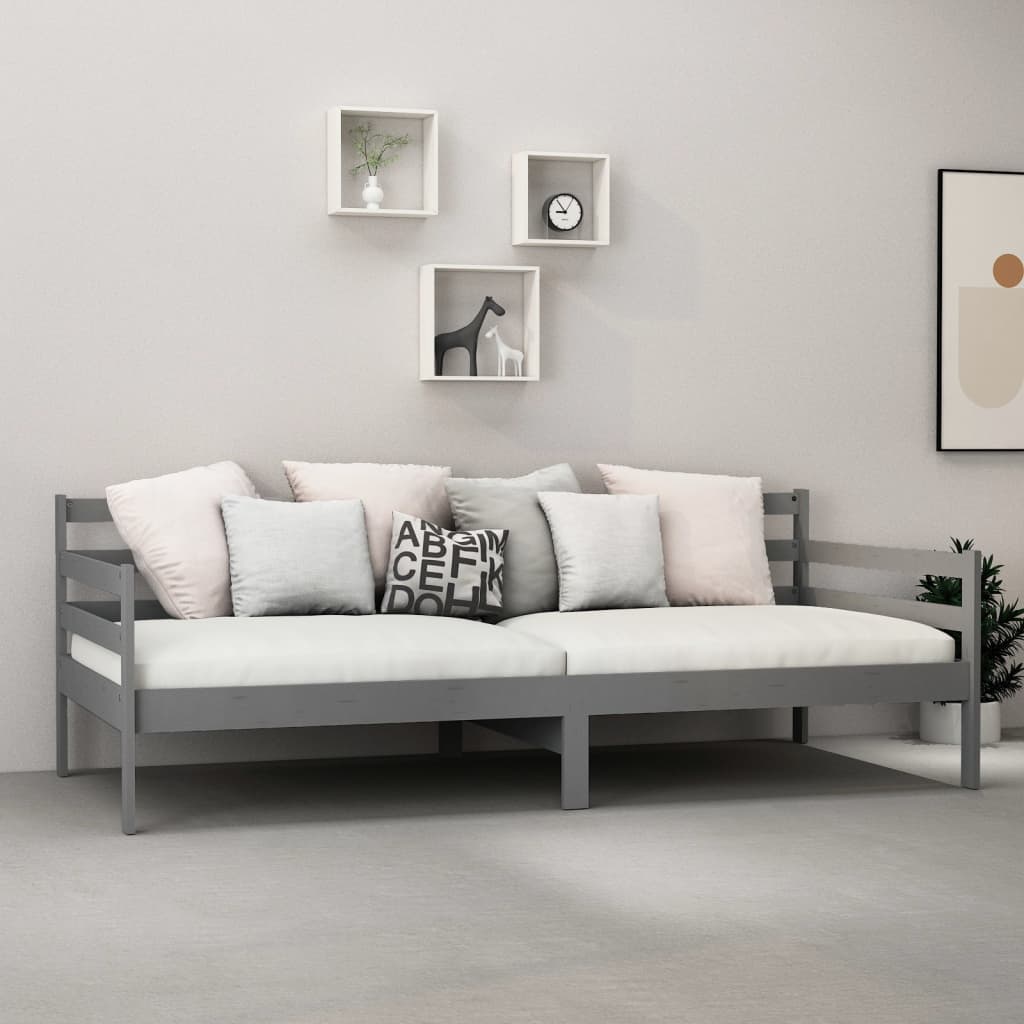 Slaapbank massief grenenhout grijs 90x200 cm is nu te koop bij PeponiXL, paradijselijk wonen!