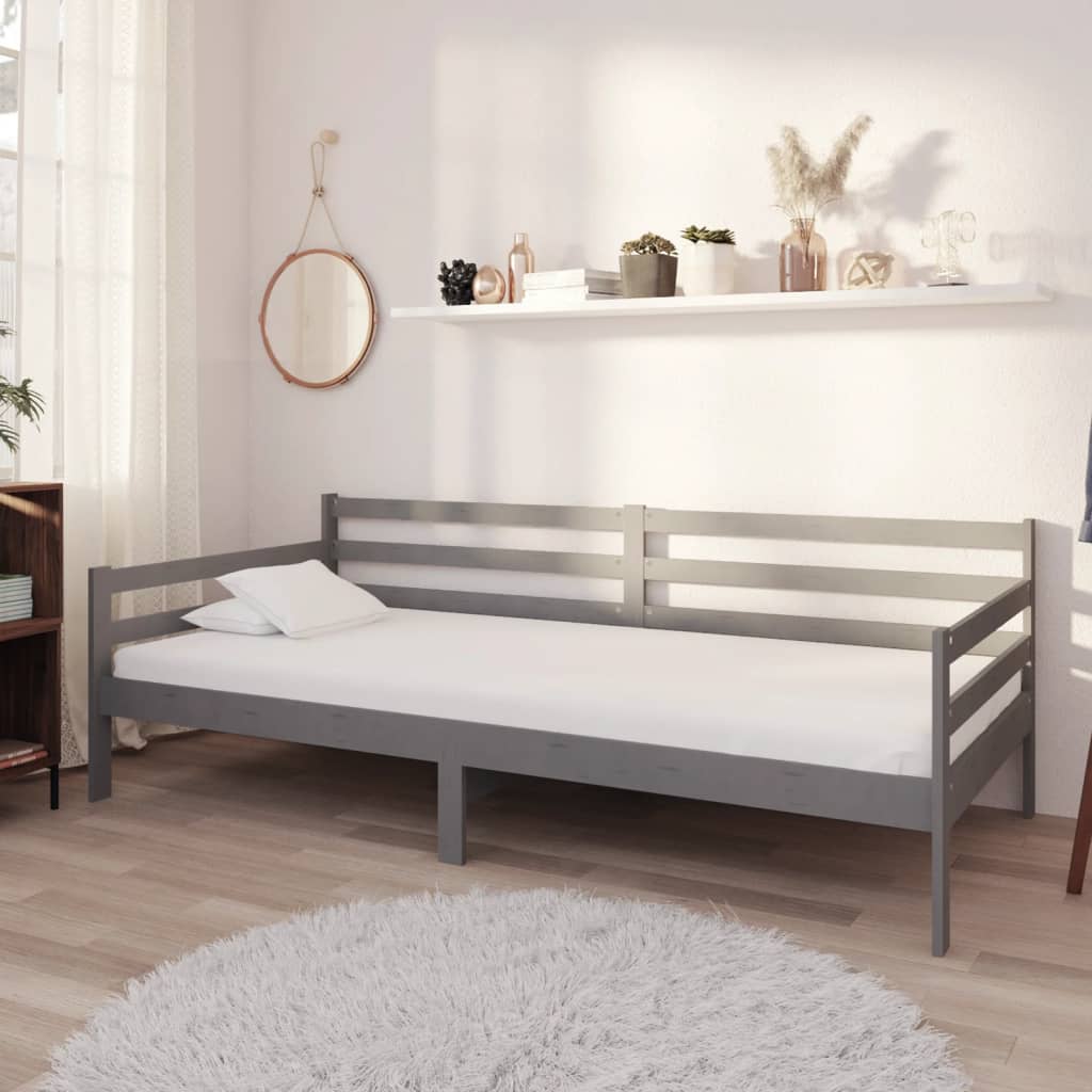 Slaapbank massief grenenhout grijs 90x200 cm is nu te koop bij PeponiXL, paradijselijk wonen!