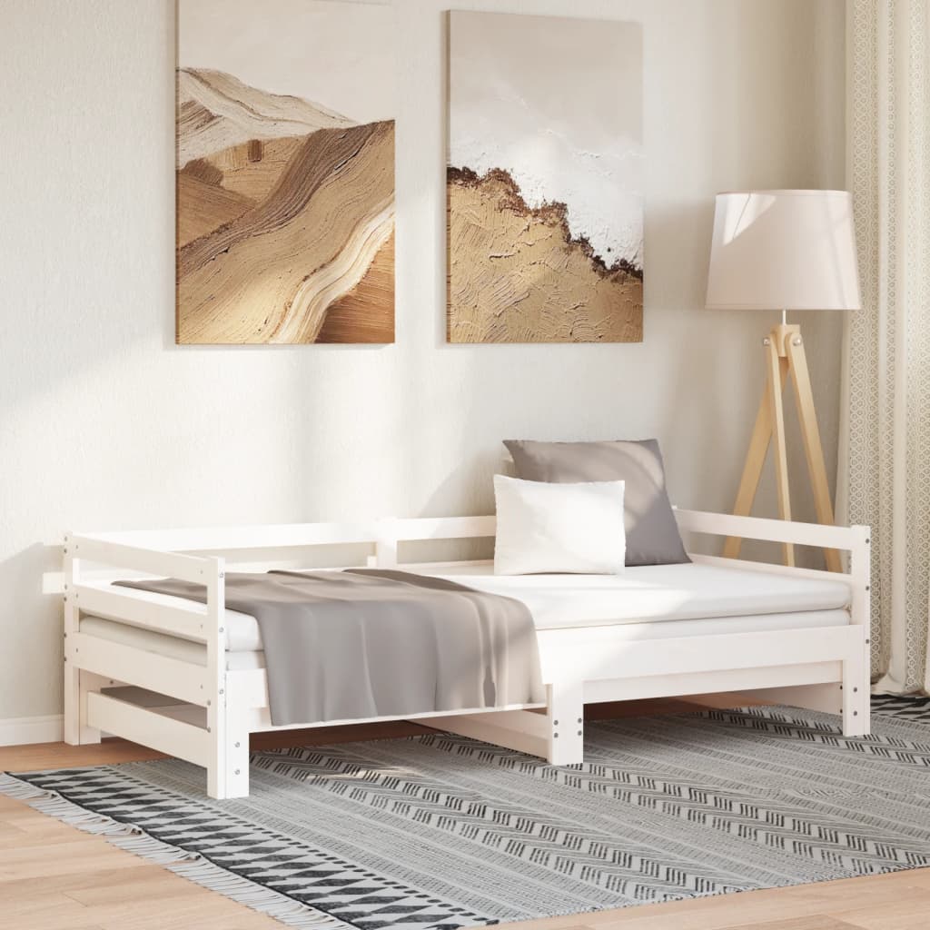 Slaapbank uitschuifbaar massief grenenhout wit 2x(90x200) cm is nu te koop bij PeponiXL, paradijselijk wonen!
