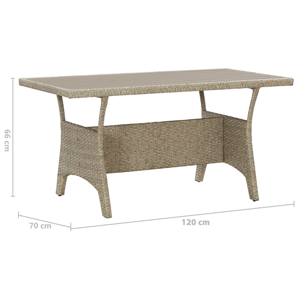 Tuintafel 120x70x66 cm poly rattan grijs is nu te koop bij PeponiXL, paradijselijk wonen!