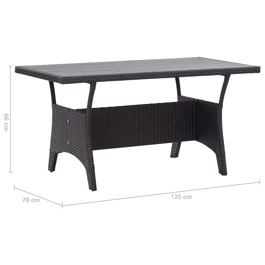 Tuintafel 120x70x66 cm poly rattan zwart is nu te koop bij PeponiXL, paradijselijk wonen!