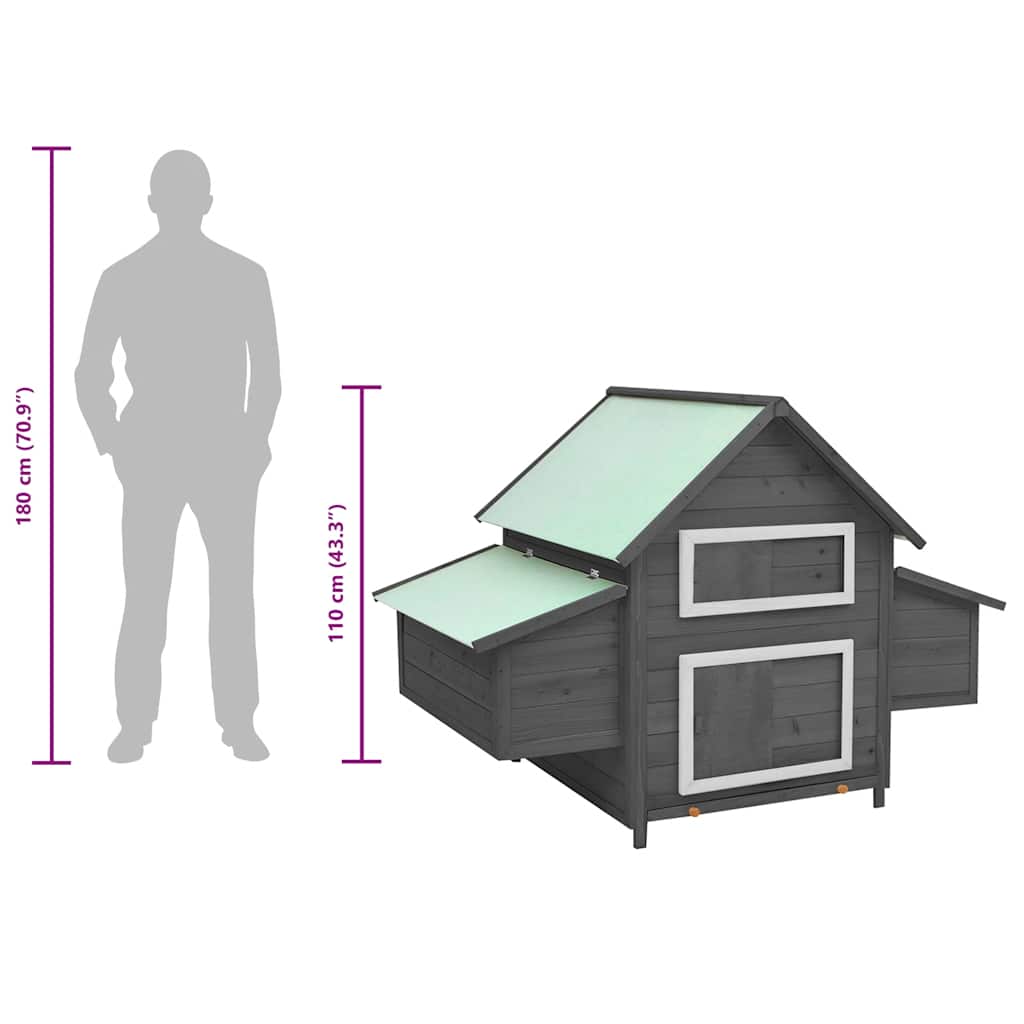Kippenhok 150x96x110 cm massief vurenhout grijs en wit is nu te koop bij PeponiXL, paradijselijk wonen!
