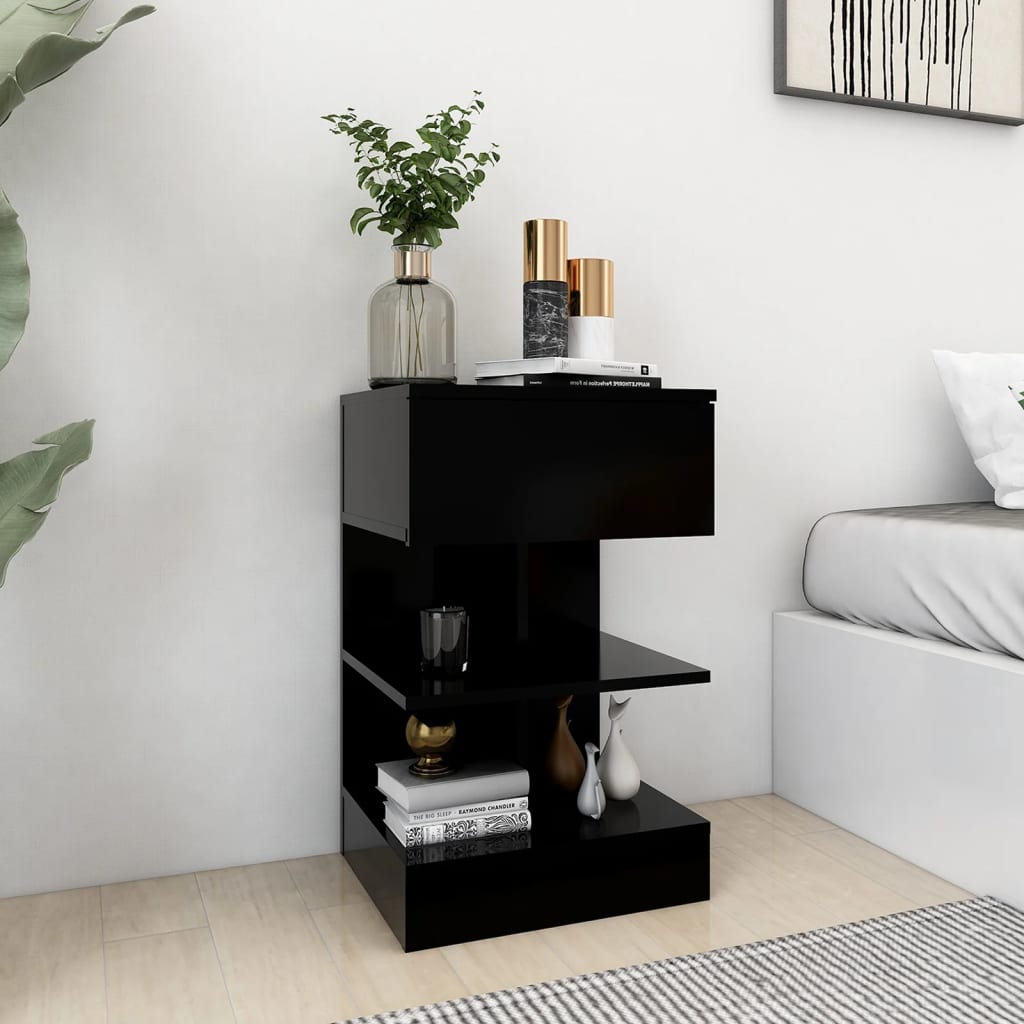Nachtkastjes 2 st 40x35x65 cm spaanplaat zwart is nu te koop bij PeponiXL, paradijselijk wonen!